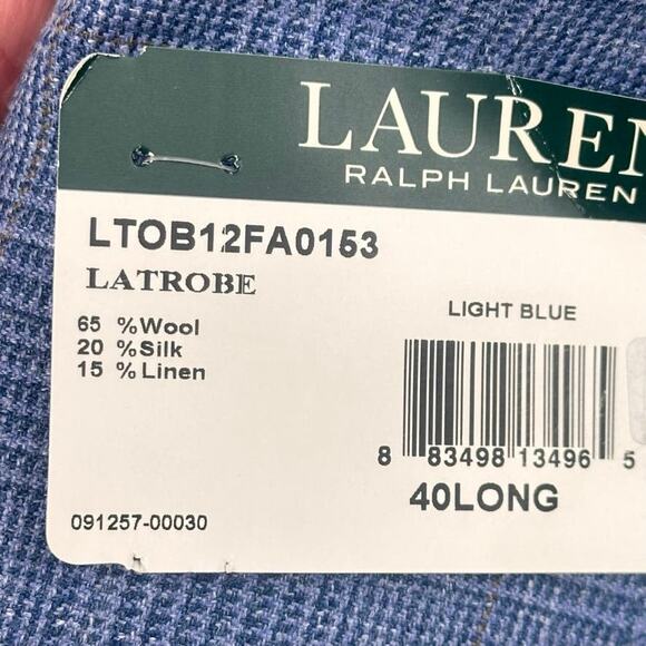 Lauren RALPH LAUREN Latrobe Ultraflex Blazer Sport Coat Light Blue -Sz 40L NWT - Picture 4 of 9